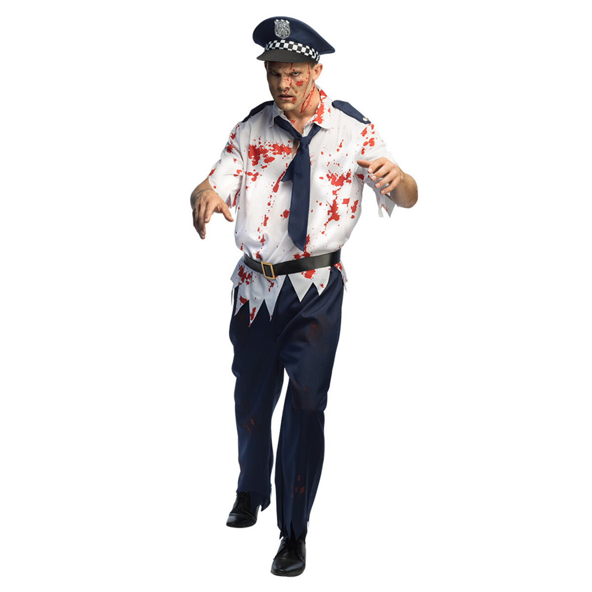 Op deze afbeelding zie je een Kostuums, van het merk Boland. Zombie Politieagent Walker Man Kostuum