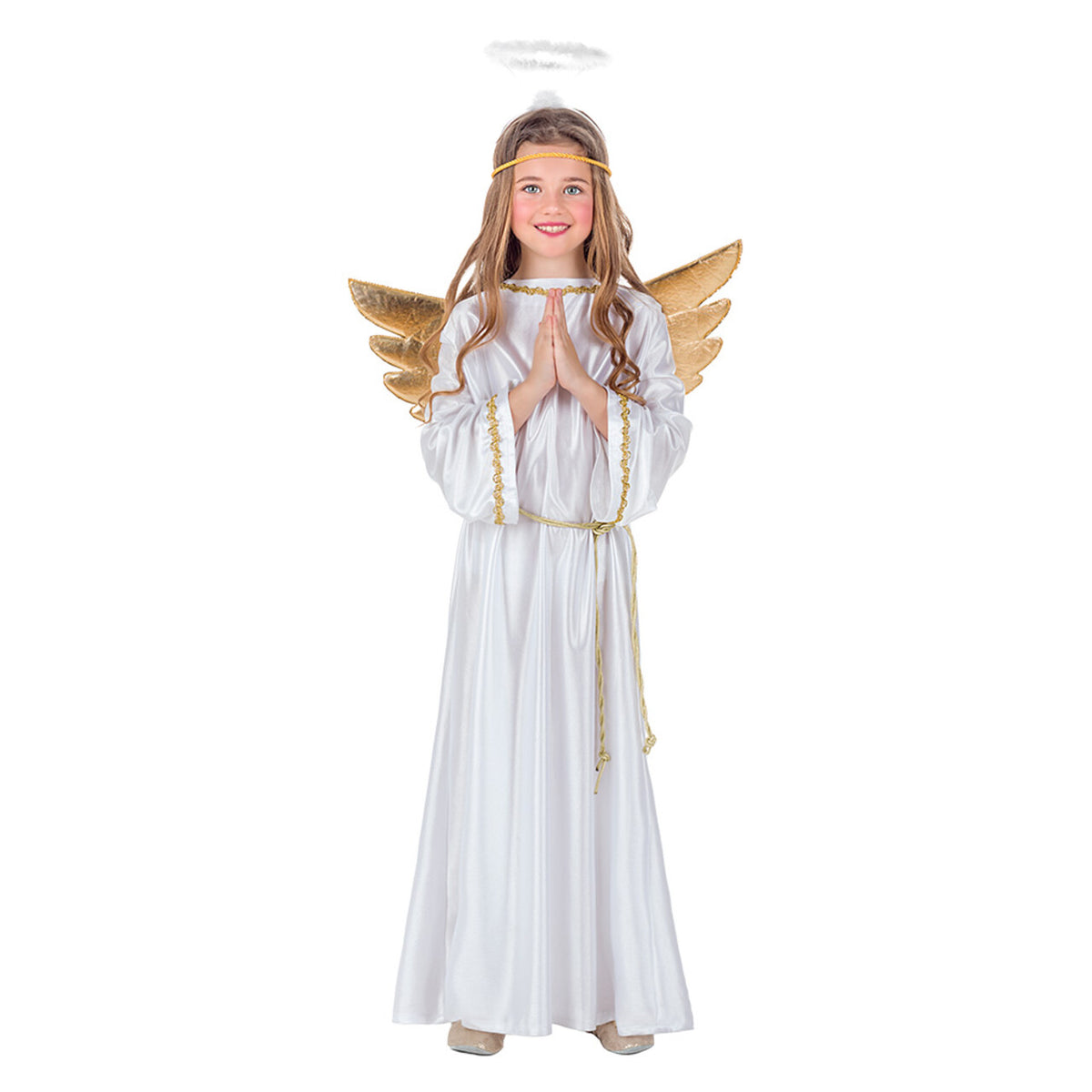 Op deze afbeelding zie je een Kostuums, van het merk Boland. Engeltje Gabriella Kind Kostuum