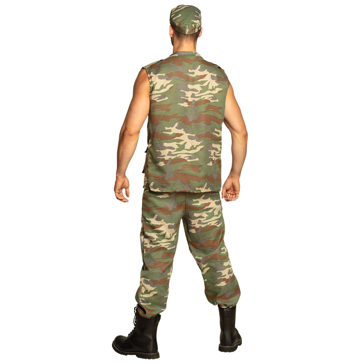 Op deze afbeelding zie je een Kostuums, van het merk Boland. Legerofficier Camiel Camo Man Kostuum
