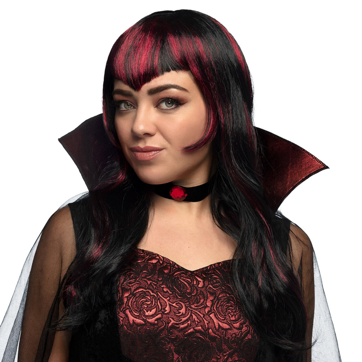Op deze afbeelding zie je een Accessoires, van het merk Boland. Pruik Vampire Streaks