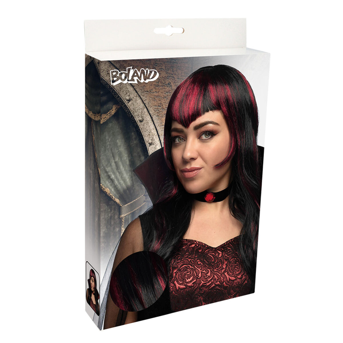 Op deze afbeelding zie je een Accessoires, van het merk Boland. Pruik Vampire Streaks
