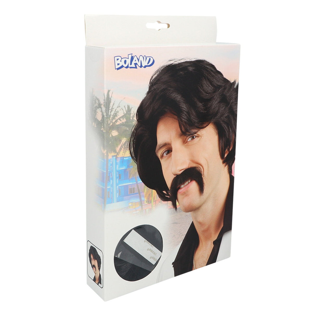 Op deze afbeelding zie je een Accessoires, van het merk Boland. Pruik 70s Maffia Gangster