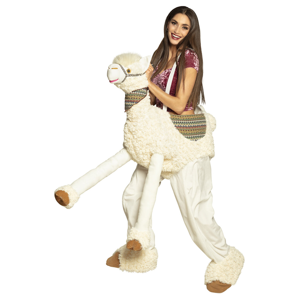 Op deze afbeelding zie je een Kostuums, van het merk Boland. Op De Rug Van Een Alpaca Kostuum