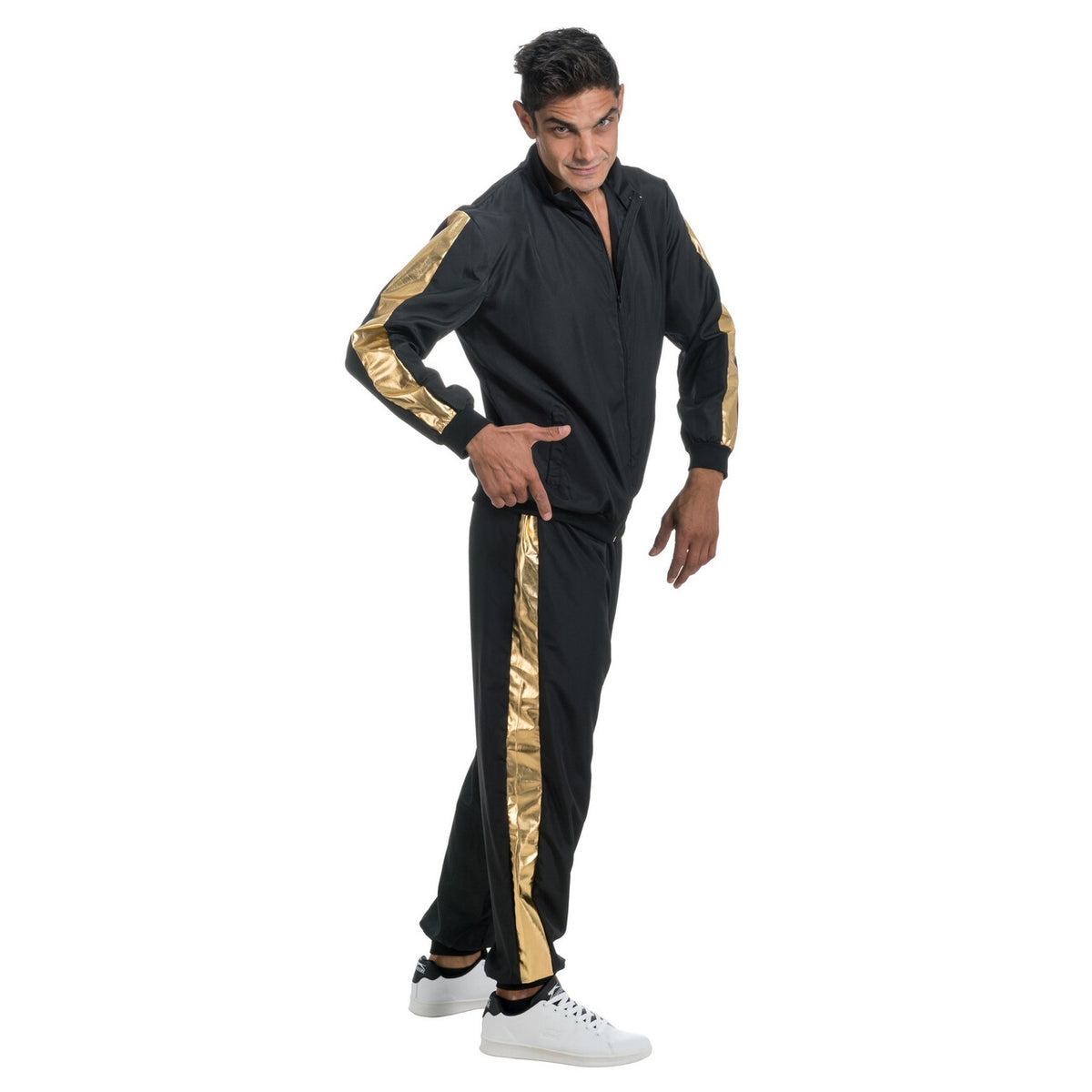Op deze afbeelding zie je een Kostuums, van het merk Chaks. Rapper Mc Goldstar Man Kostuum