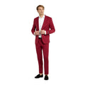 Chic Décontracté Bourgogne Brillant Costume Homme