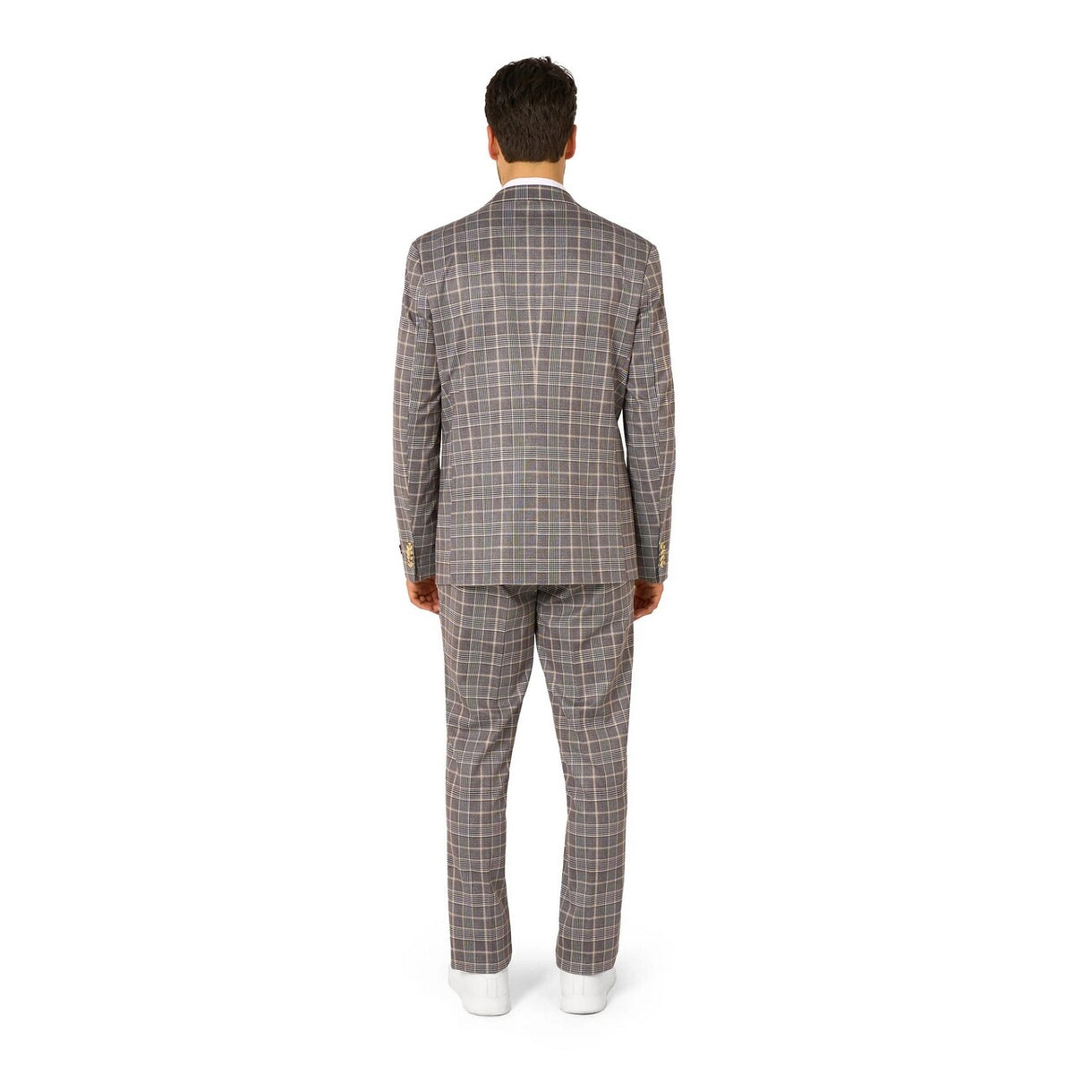 Op deze afbeelding zie je een Kostuums, van het merk Opposuits. Daily Checked Tan Man Kostuum
