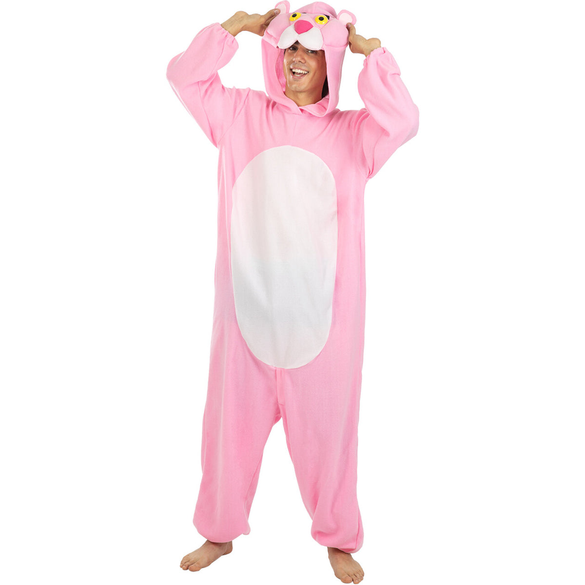 Op deze afbeelding zie je een Kostuums, van het merk Funidelia. Zeer Relaxte Roze Onesie Pink Panther Kostuum