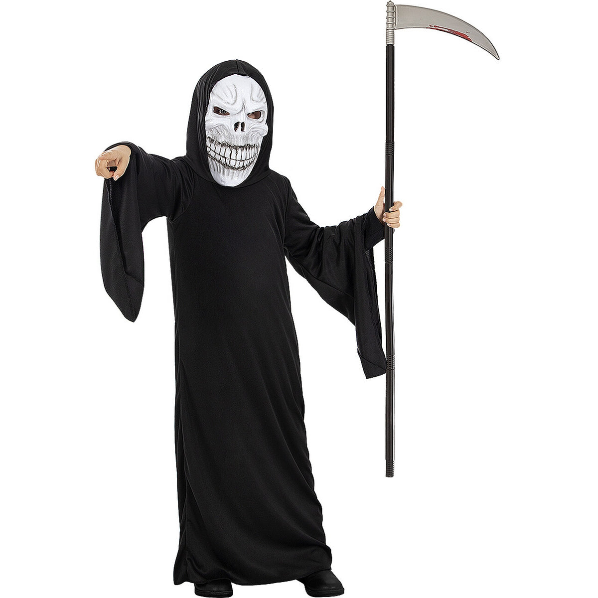 Op deze afbeelding zie je een Kostuums, van het merk Funidelia. Angstaanjagende Grim Reaper Donnie Dead Kind Kostuum