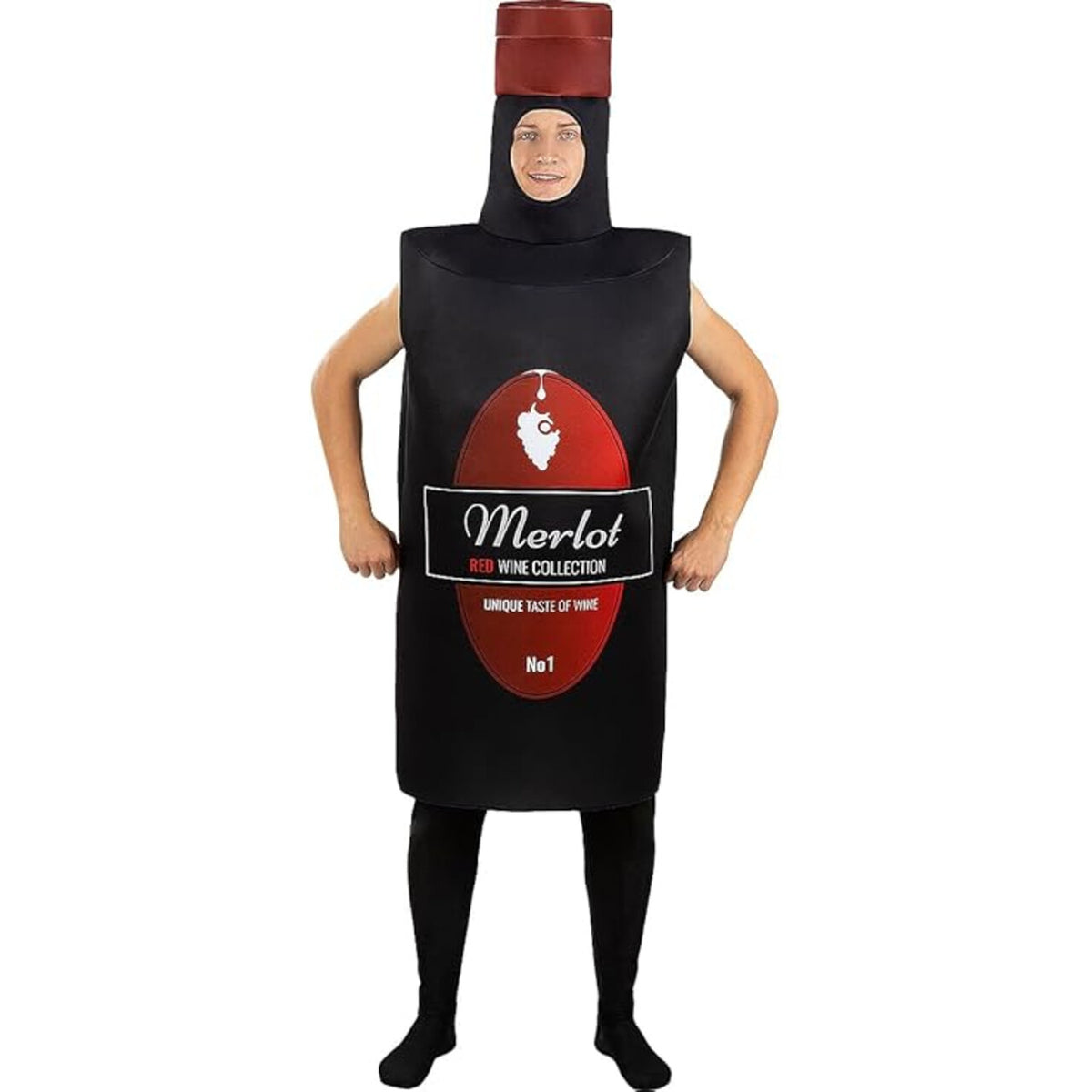 Op deze afbeelding zie je een Kostuums, van het merk Funidelia. Flesje Merlot Van Top Kwaliteit Kostuum