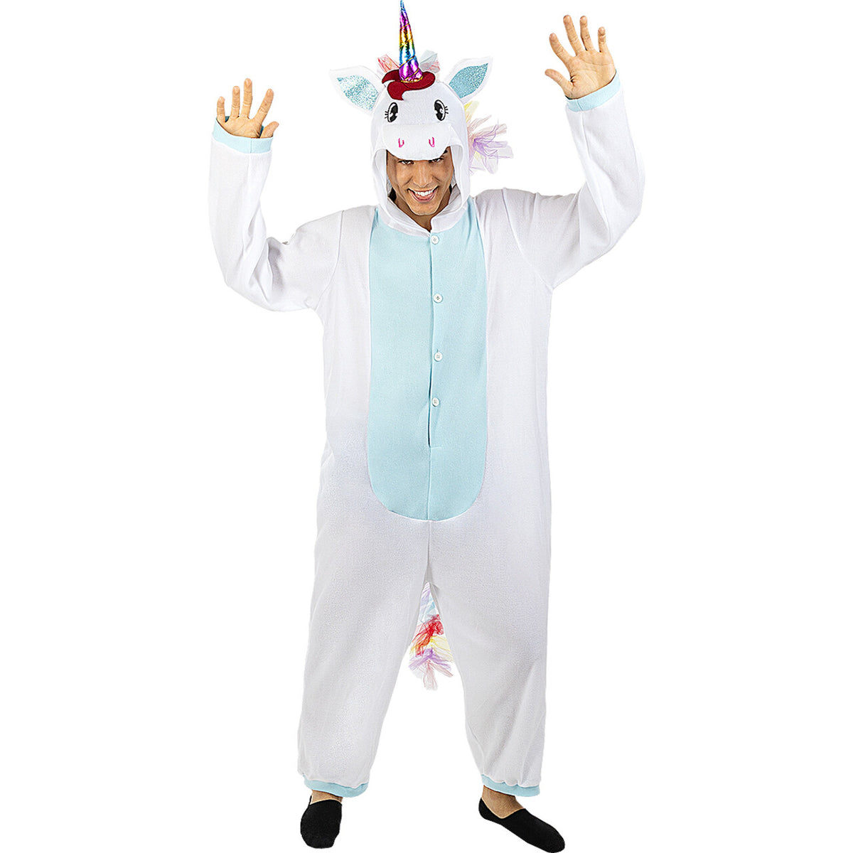 Op deze afbeelding zie je een Kostuums, van het merk Funidelia. Blauwe Magische Eenhoorn Onesie Kostuum