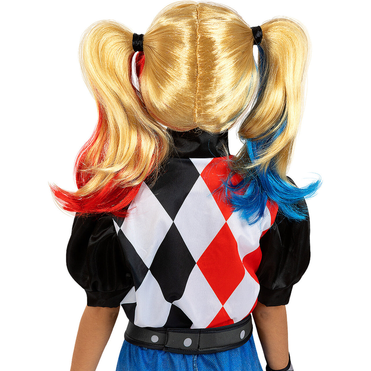 Op deze afbeelding zie je een Accessoires, van het merk Funidelia. Harley Quinn Pruik Met Staartjes Kind