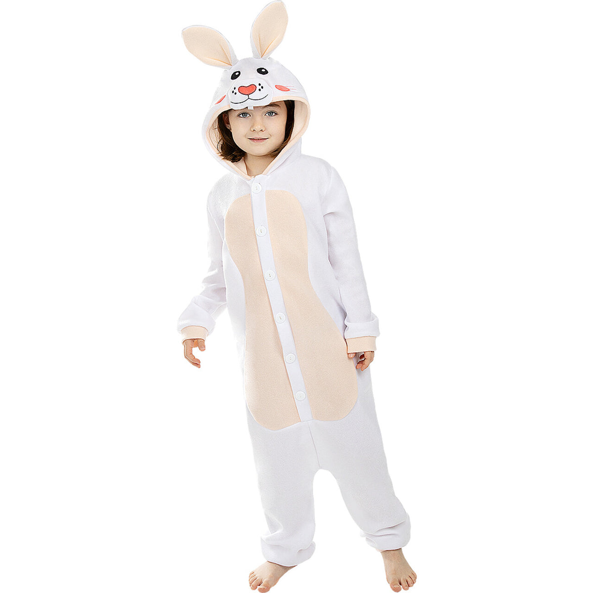 Op deze afbeelding zie je een Kostuums, van het merk Funidelia. Onesie Fluffy Konijn Kind Kostuum