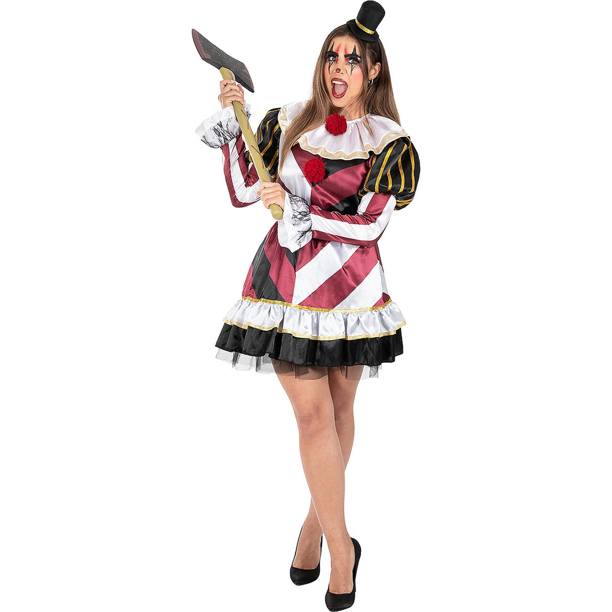 Op deze afbeelding zie je een Kostuums, van het merk Funidelia. Creepy Slayer Clown Vrouw Kostuum