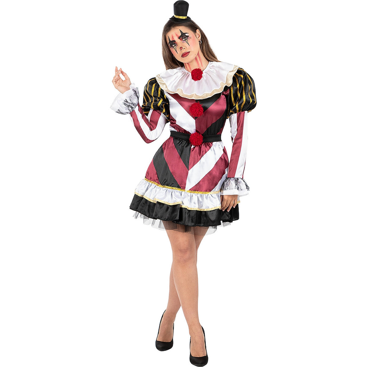 Op deze afbeelding zie je een Kostuums, van het merk Funidelia. Creepy Slayer Clown Vrouw Kostuum