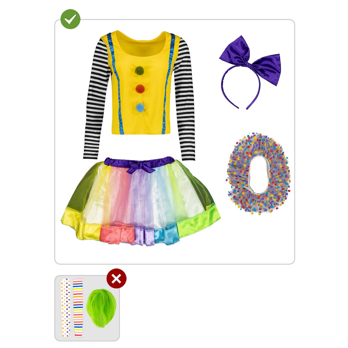 Op deze afbeelding zie je een Kostuums, van het merk Funidelia. Karlijn Kleurenfestijn Clown Vrouw Kostuum