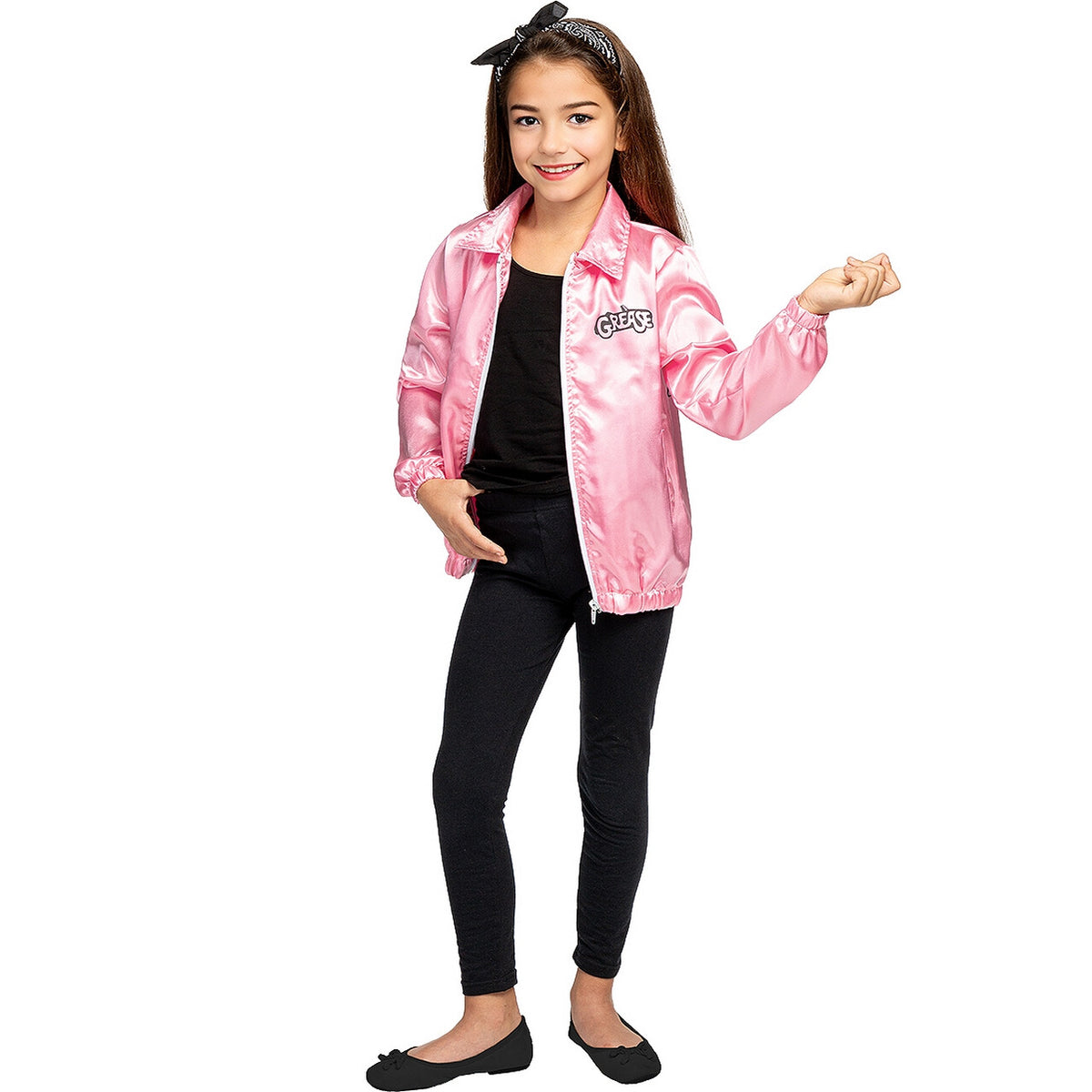 Op deze afbeelding zie je een Kostuums, van het merk Funidelia. Grease Pink Ladies Roze Jas Kind