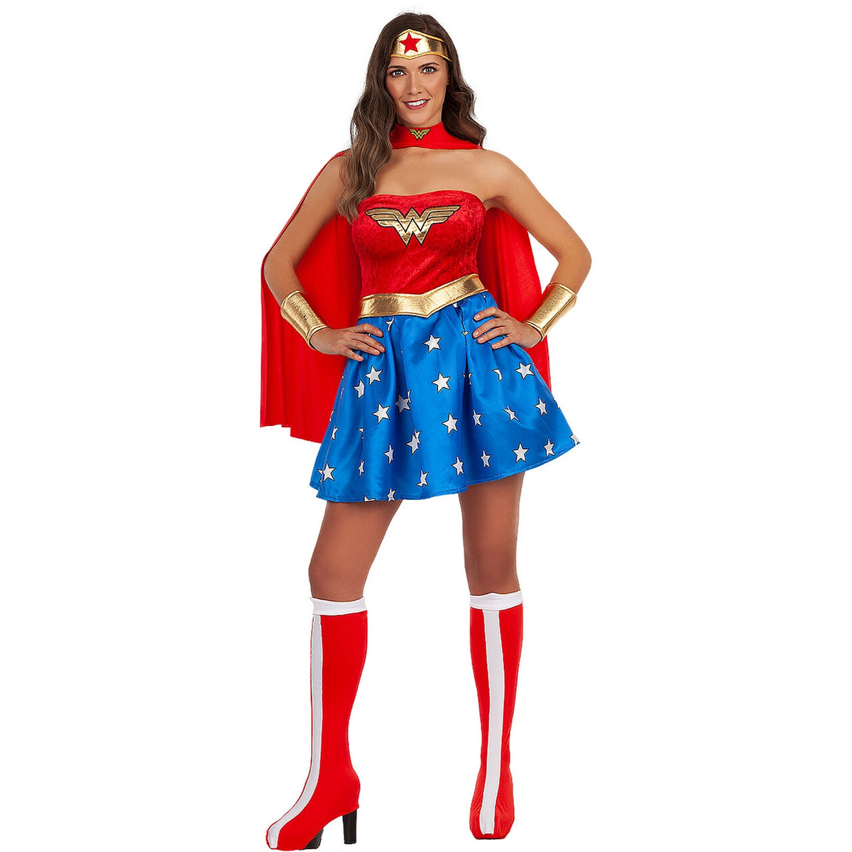 Op deze afbeelding zie je een Kostuums, van het merk Funidelia. Wonderschone Wonderwoman Vrouw Kostuum