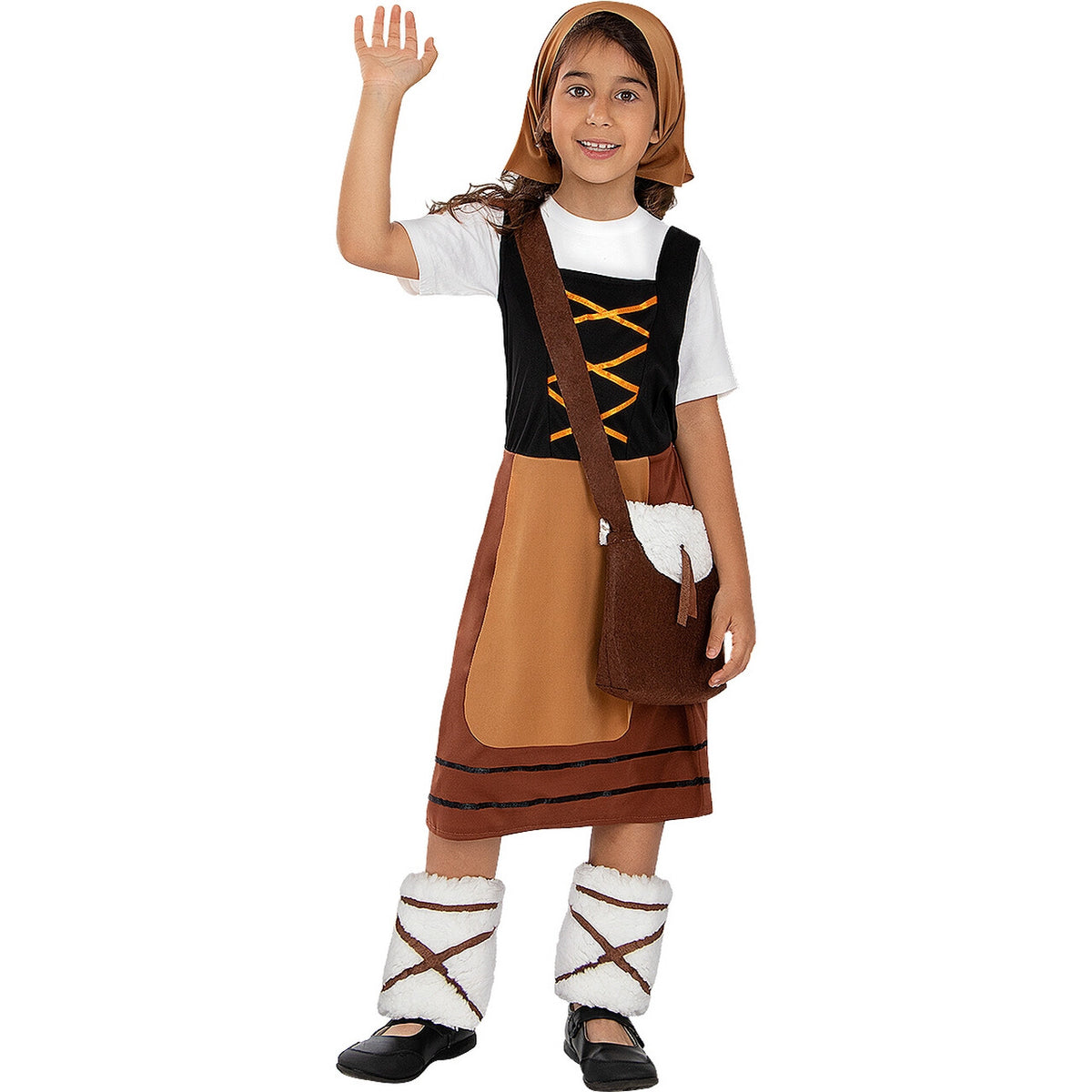 Op deze afbeelding zie je een Kostuums, van het merk Funidelia. Herdersmeisje Maria Shepherd Kostuum