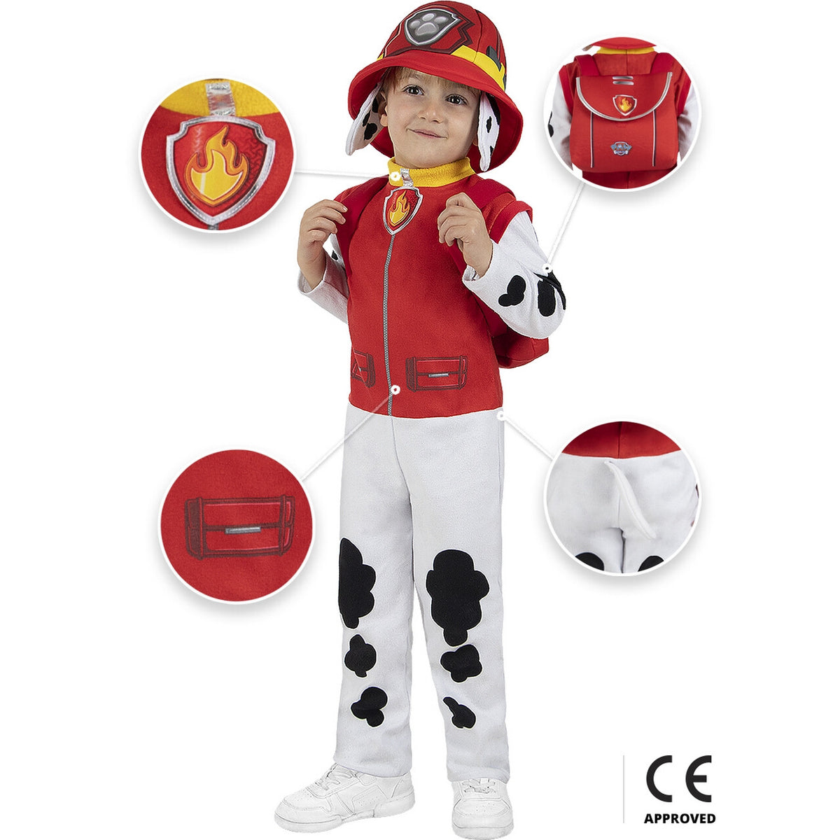 Op deze afbeelding zie je een Kostuums, van het merk Funidelia. Superpup Paw Patrol Marshall Kind Kostuum