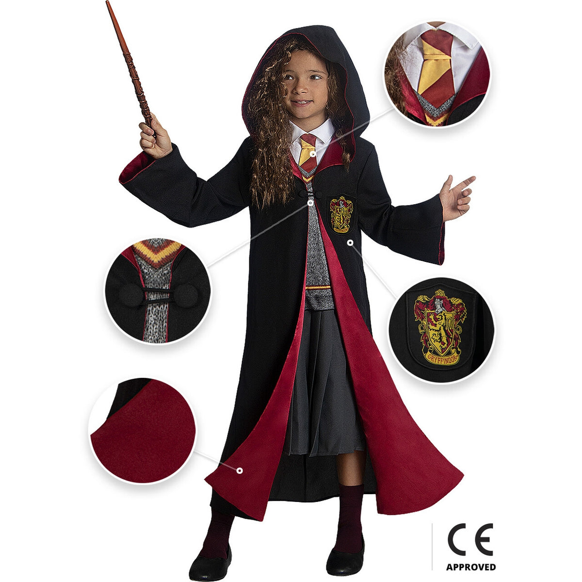 Op deze afbeelding zie je een Kostuums, van het merk Funidelia. Deluxe Hermielien Granger Meisje Kostuum