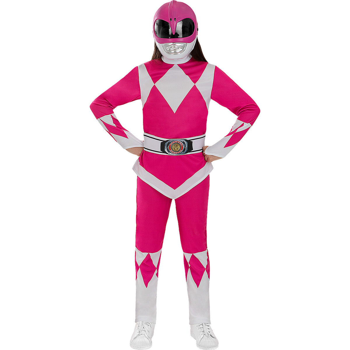 Op deze afbeelding zie je een Kostuums, van het merk Funidelia. Kimberley Roze Power Ranger Kind Kind Kostuum