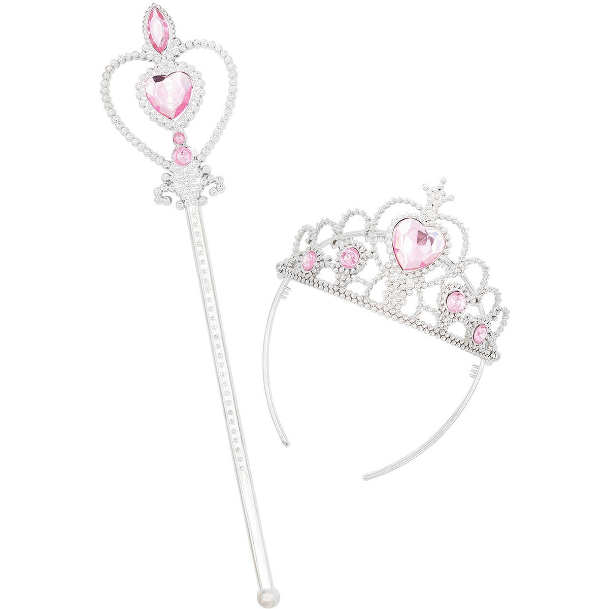 Op deze afbeelding zie je een Accessoires, van het merk Funidelia. Zilver Roze Prinses Set Kroon En Staf