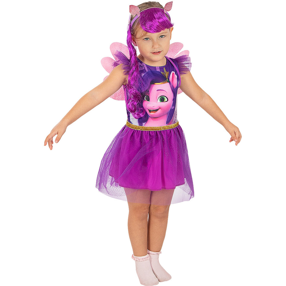 Op deze afbeelding zie je een Kostuums, van het merk Funidelia. My Little Pony Paarse Pipp Petals Meisje Kostuum
