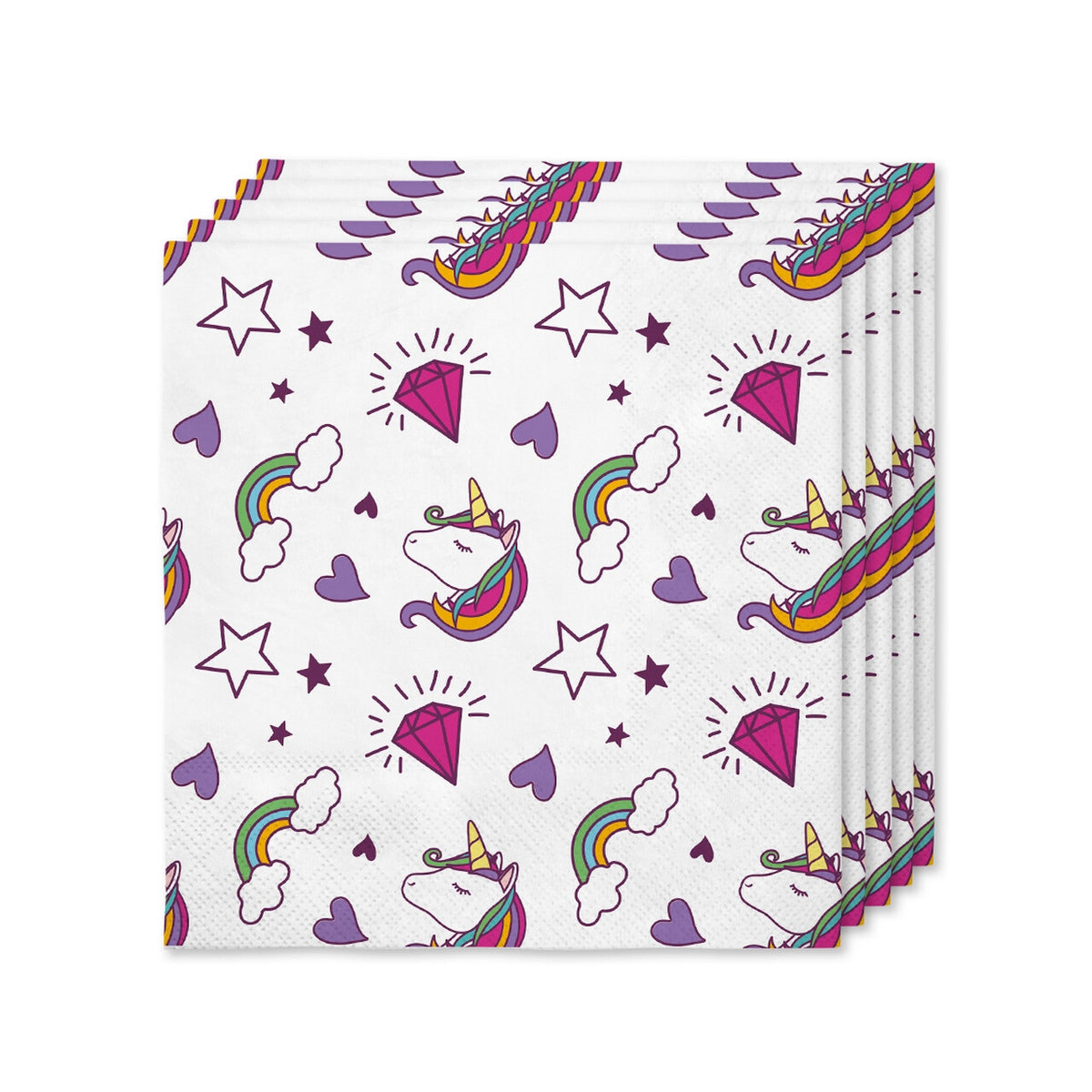 Op deze afbeelding zie je een Decoratie, van het merk Funidelia. 16 Fantasie Eenhoorn Servetten 33x33cm