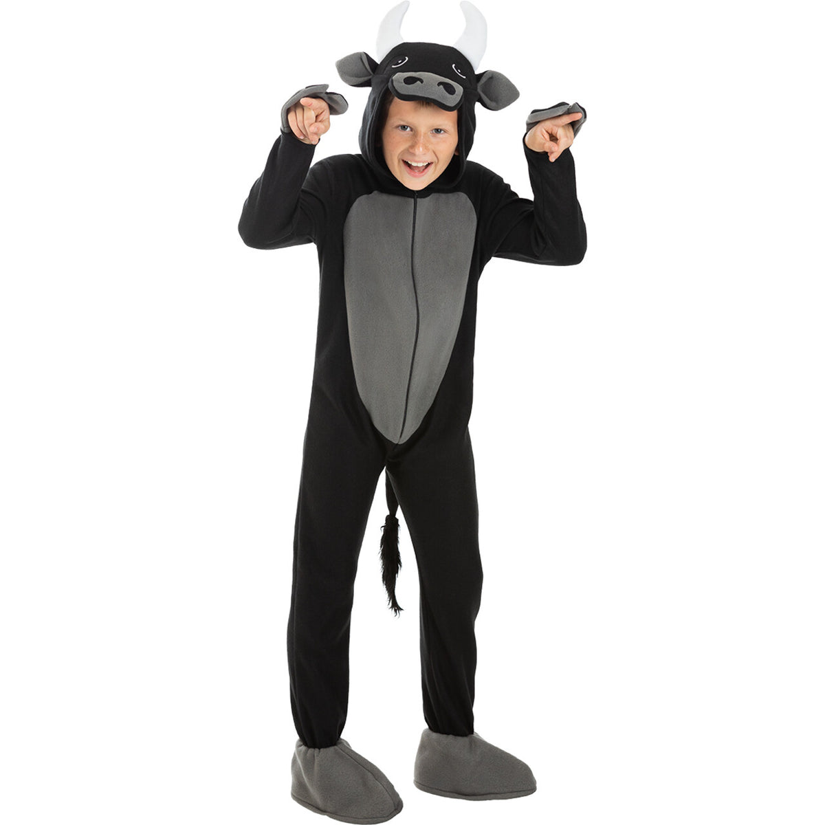 Op deze afbeelding zie je een Kostuums, van het merk Funidelia. Dolle Zwarte Stier Bulletje Kind Kostuum