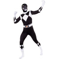Stoere Black Power Ranger™ Second Skin Unisex Kostuum