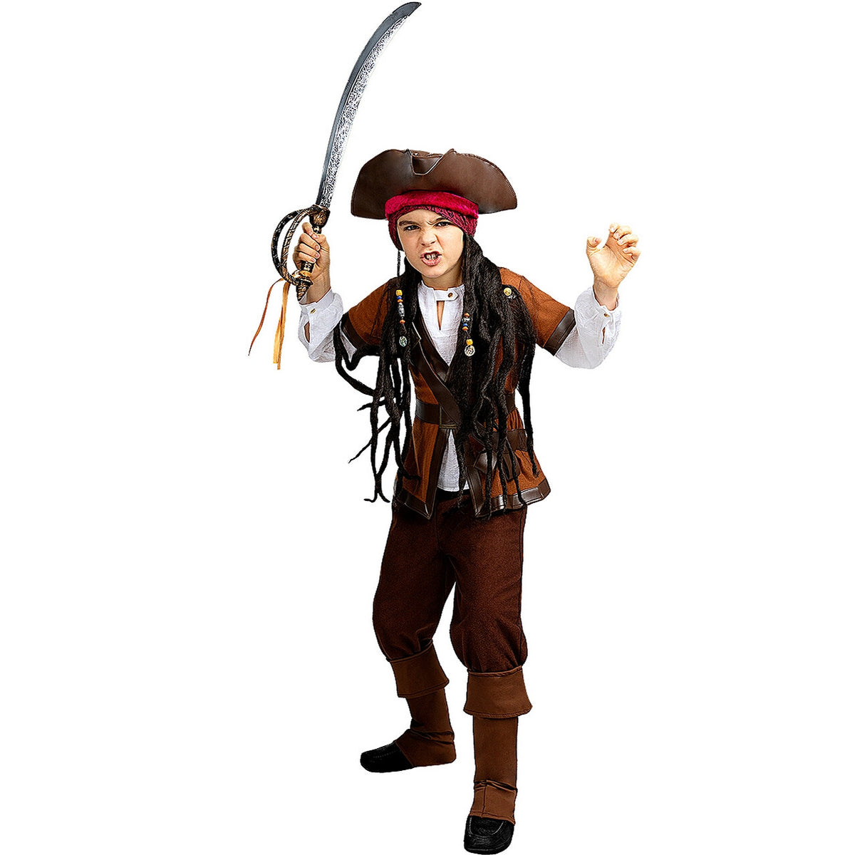 Op deze afbeelding zie je een Kostuums, van het merk Funidelia. Jonge Piraat Jack Sparrow Jongen Kostuum