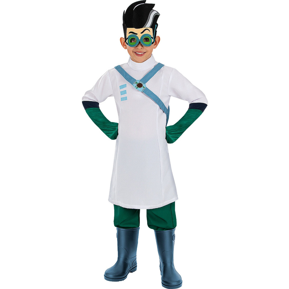 Op deze afbeelding zie je een Kostuums, van het merk Funidelia. Romeo Pj Masks Kwaadaardige Wetenschapper Jongen Kostuum
