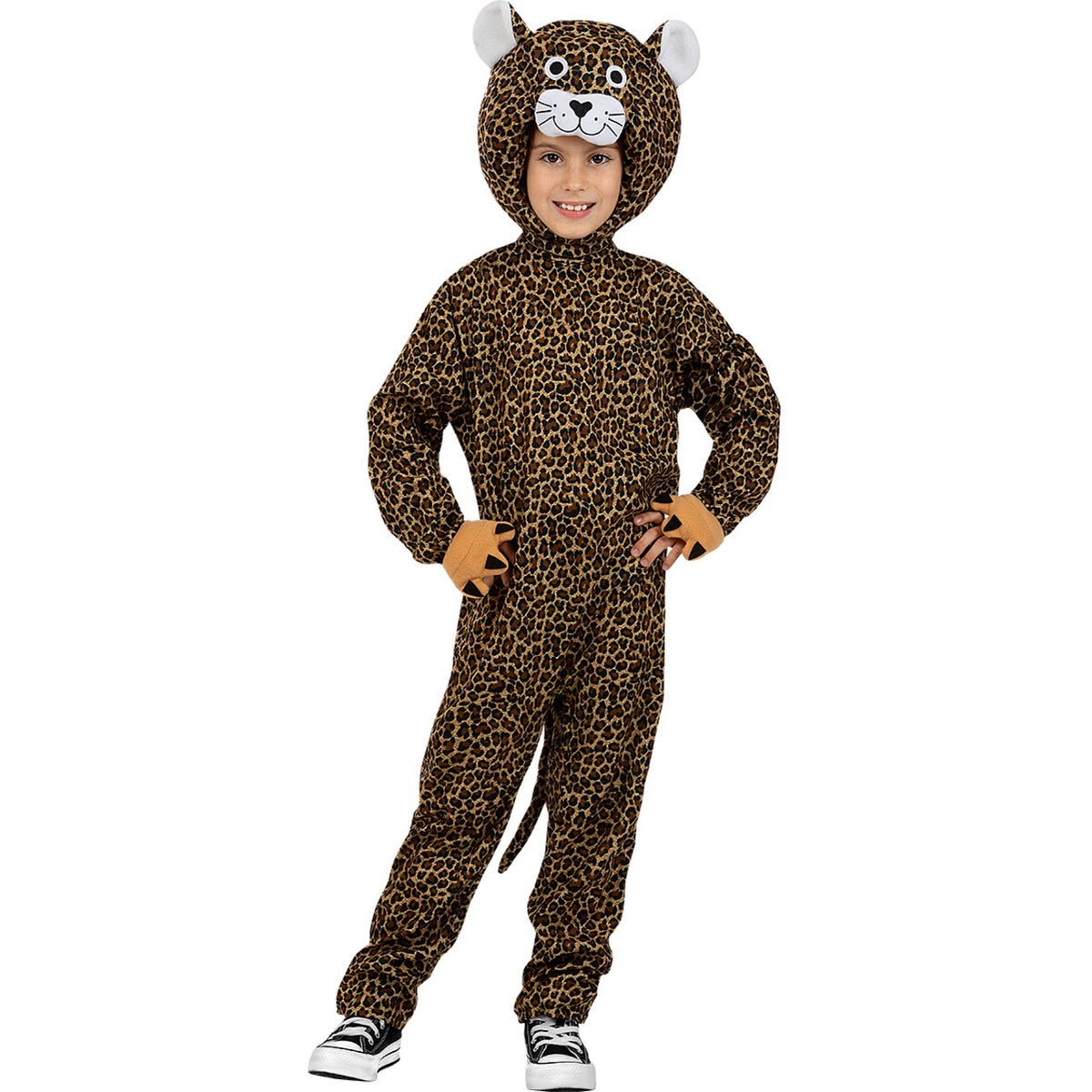 Op deze afbeelding zie je een Kostuums, van het merk Funidelia. Gevaarlijke Luipaard Onesie Kind Kostuum