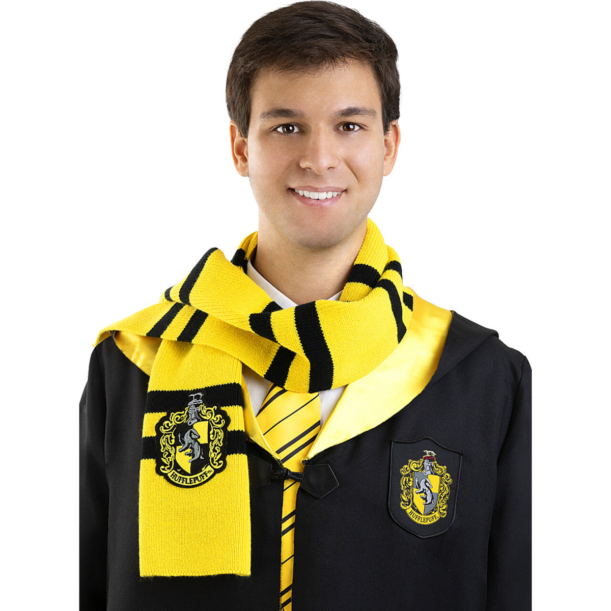Op deze afbeelding zie je een Accessoires, van het merk Funidelia. Gele Hufflepuff Sjaal Harry Potter