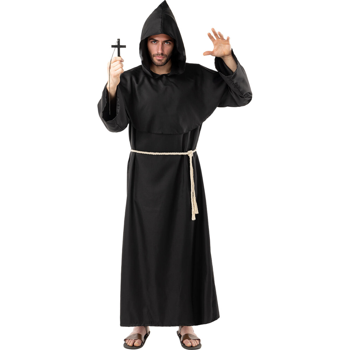 Op deze afbeelding zie je een Kostuums, van het merk Funidelia. Deluxe Zwarte Monnik Unisex Kostuum