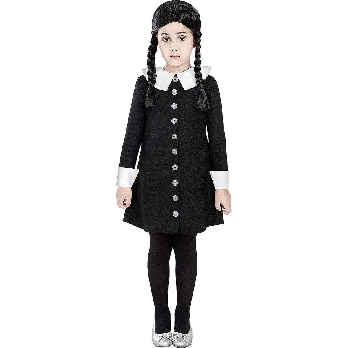 Op deze afbeelding zie je een Kostuums, van het merk Funidelia. Wednesday Addams Uit The Addams Family Meisje Kostuum