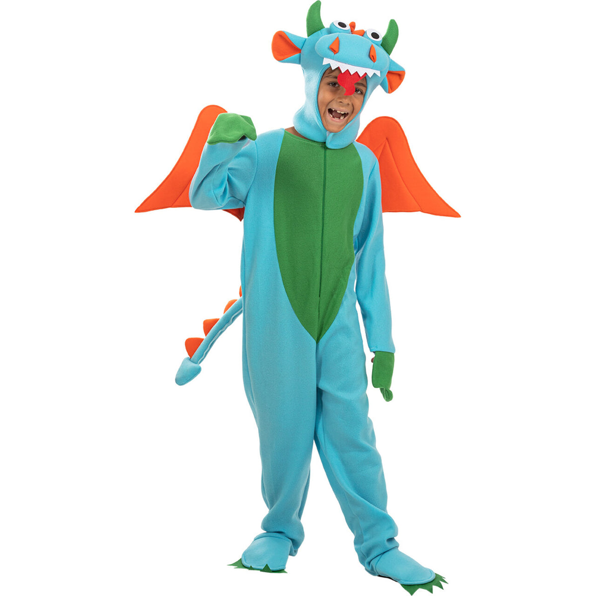 Op deze afbeelding zie je een Kostuums, van het merk Funidelia. Draakje Dorian Kind Kostuum
