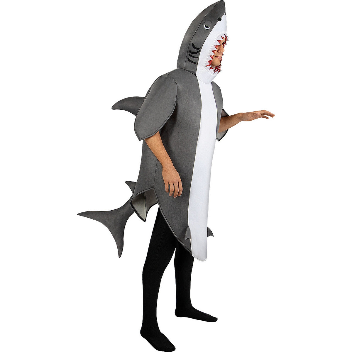 Op deze afbeelding zie je een Kostuums, van het merk Funidelia. Grijze Reuzenhaai Sharky Kostuum