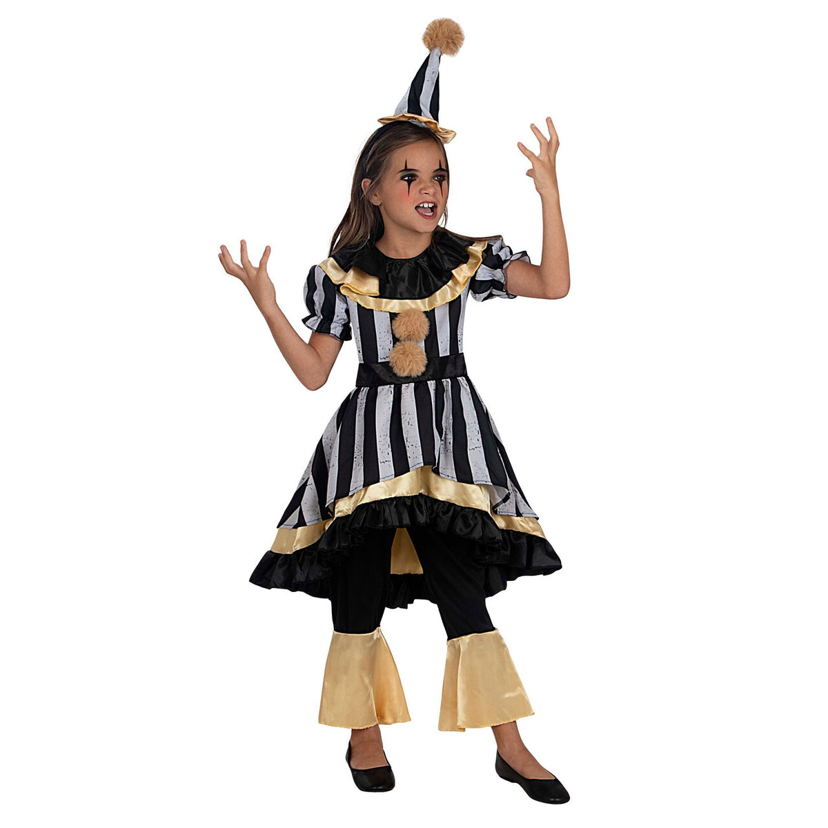 Op deze afbeelding zie je een Kostuums, van het merk Funidelia. Clowntje Pommelien Meisje Kostuum