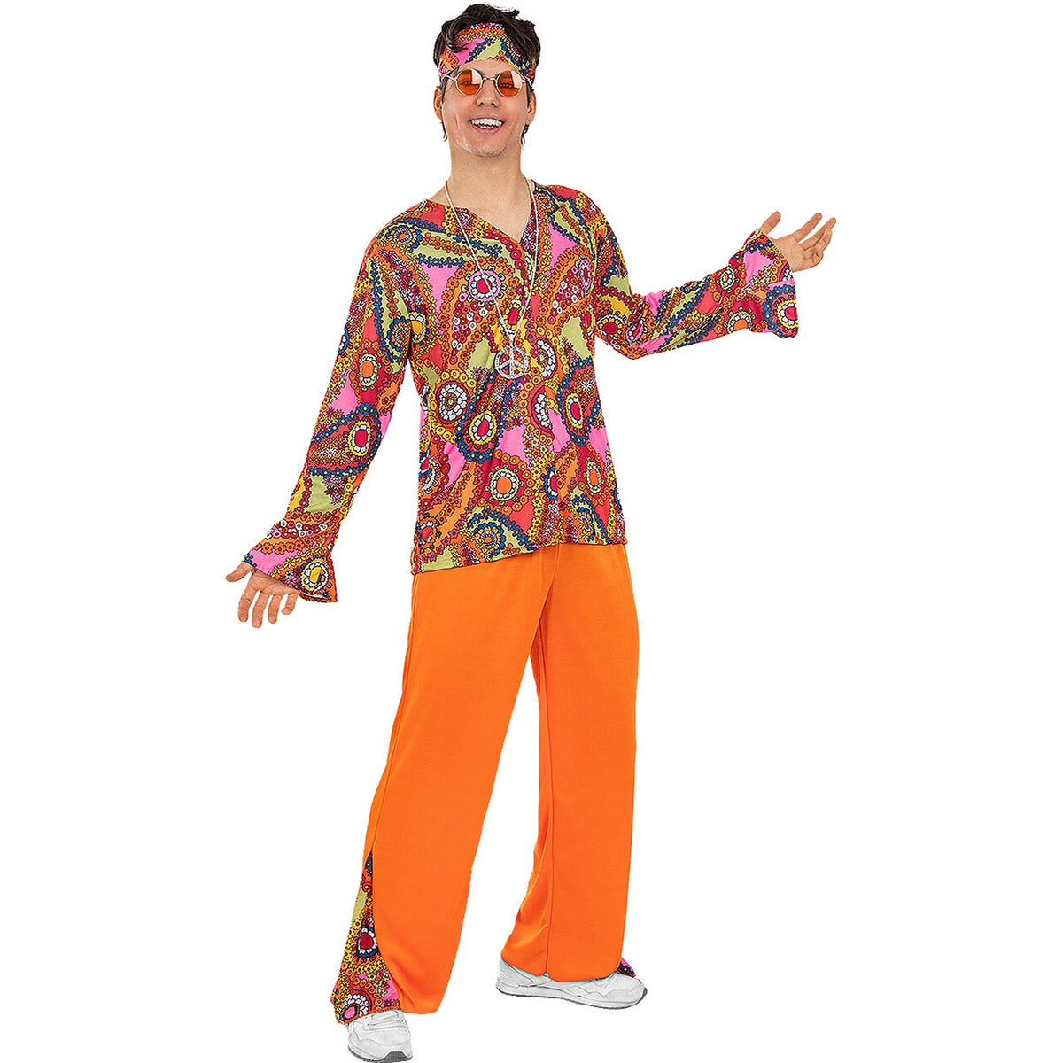 Op deze afbeelding zie je een Kostuums, van het merk Funidelia. Happy Hippie Harm Man Kostuum