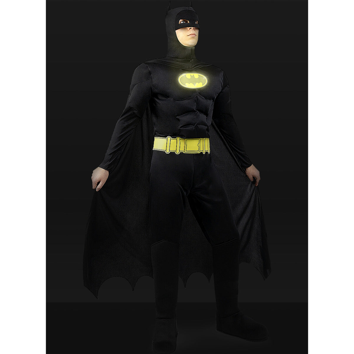 Op deze afbeelding zie je een Kostuums, van het merk Funidelia. Comicbook Batman Met Lichtgevend Logo Kostuum
