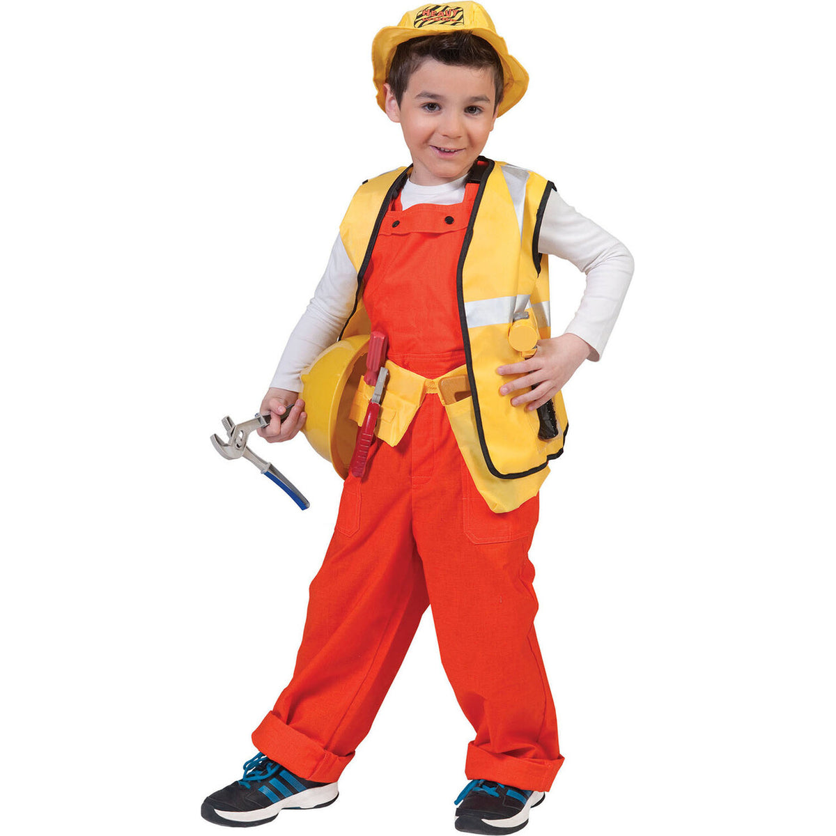 Op deze afbeelding zie je een Kostuums, van het merk Funny Fashion. Oranje Kinder Werkmans Overall Jongen Kostuum