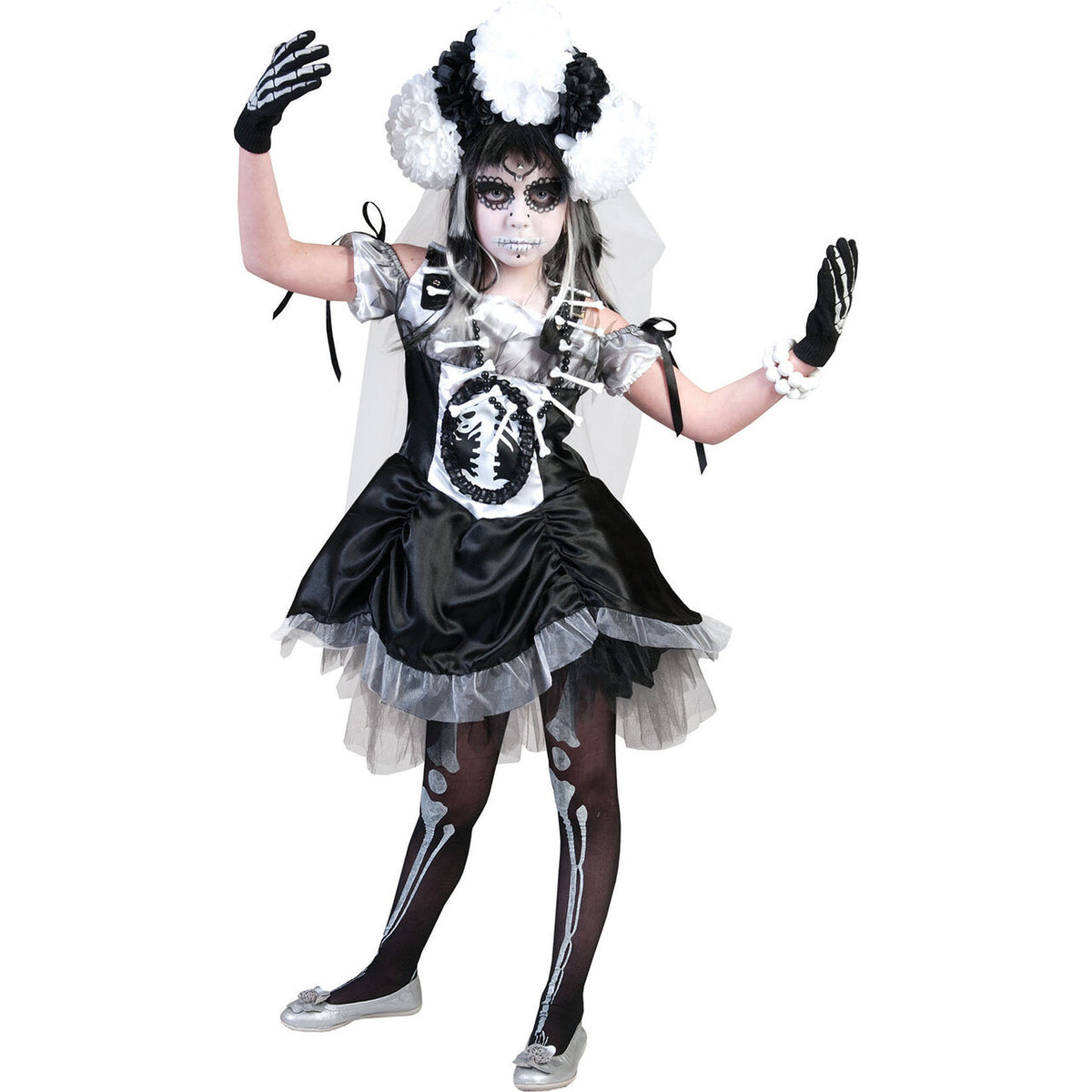Op deze afbeelding zie je een Kostuums, van het merk Funny Fashion. Bonny Skulla Meisje Kostuum
