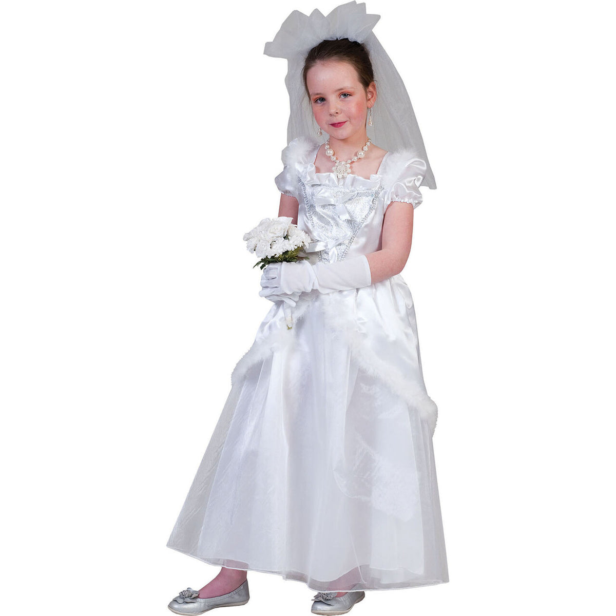 Op deze afbeelding zie je een Kostuums, van het merk Funny Fashion. Mini Bruidje In Het Wit Meisje Kostuum
