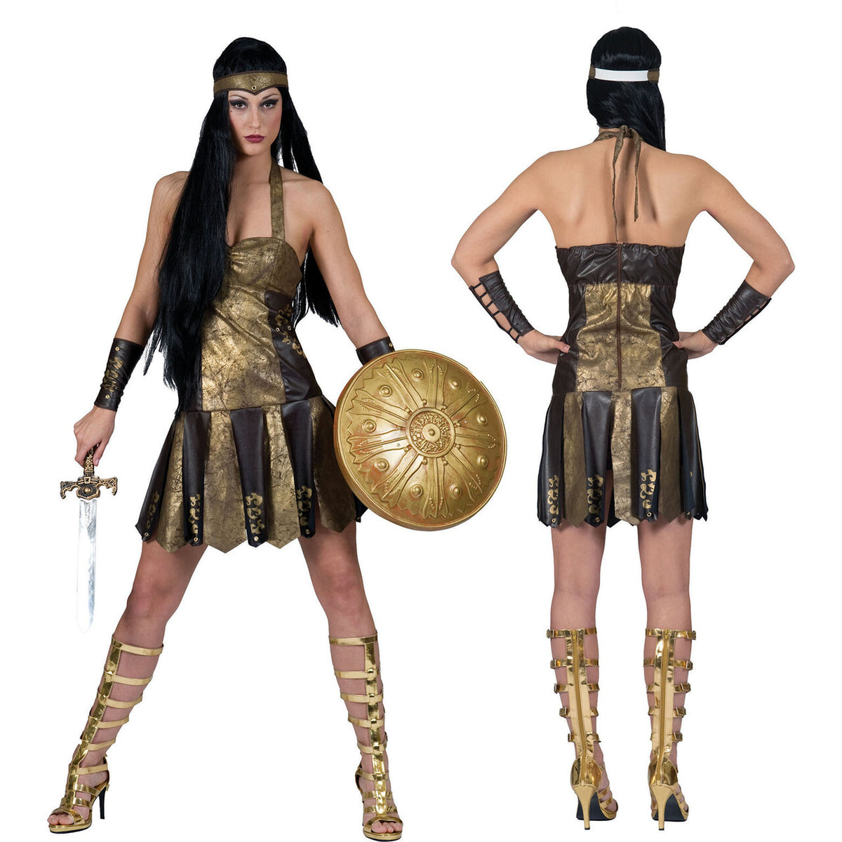 Op deze afbeelding zie je een Kostuums, van het merk Funny Fashion. Romeinse Strijders Gladiatrix Vrouw Kostuum