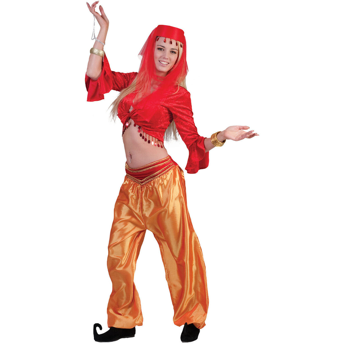 Op deze afbeelding zie je een Kostuums, van het merk Funny Fashion. Gouden Oosterse Broek Vrouw