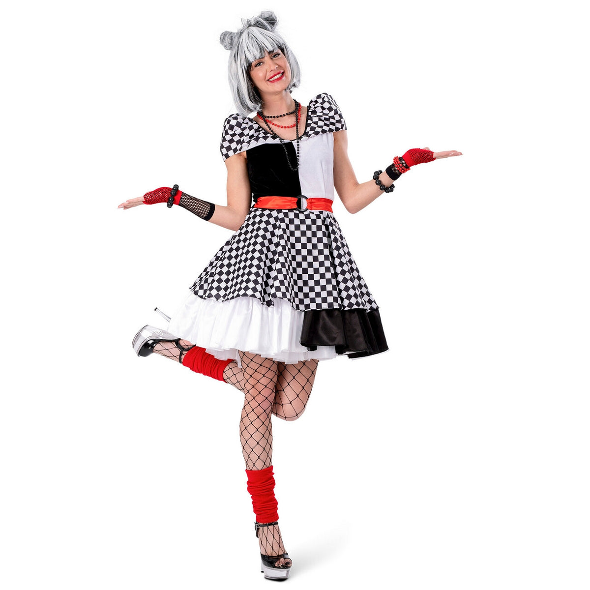 Op deze afbeelding zie je een Kostuums, van het merk Funny Fashion. Perfecte Finish Zwart Wit Vrouw Kostuum