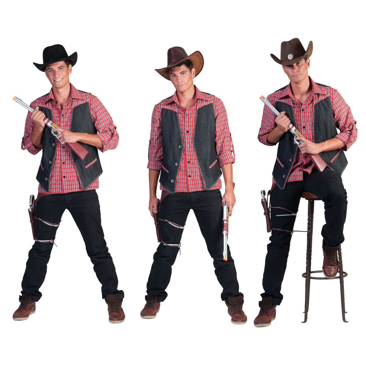 Op deze afbeelding zie je een Kostuums, van het merk Funny Fashion. Ranger Cowboy Shirt Man