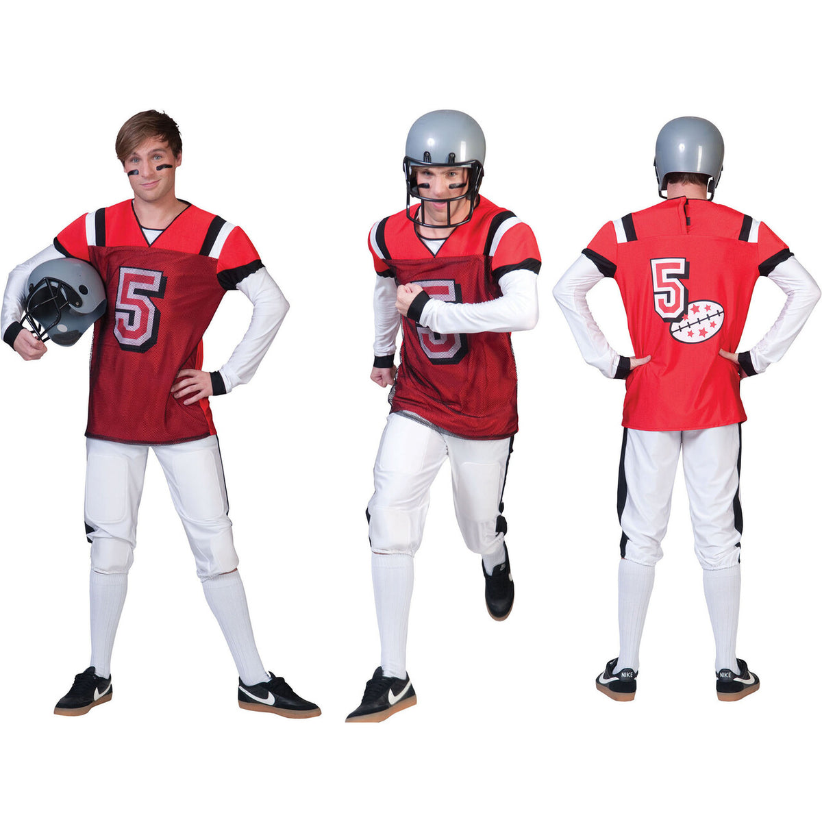 Op deze afbeelding zie je een Kostuums, van het merk Funny Fashion. American Football Highschool Quarterback Man Kostuum
