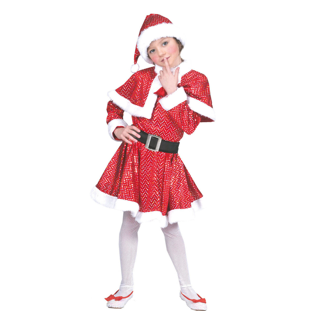 Op deze afbeelding zie je een Kostuums, van het merk Funny Fashion. Glitter Kerstvrouw Jurk Meisje